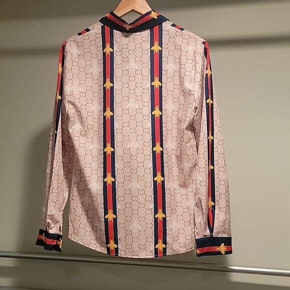 Lai Meng Five Cats. Button Down Blouse with Tie. Size XL. NWT. - Picture 2 of 7